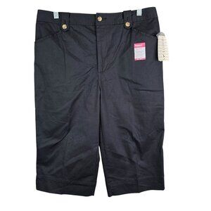 Womens White Stag Black Bermuda Shorts Cotton Stretch 17" Inseam Size 8